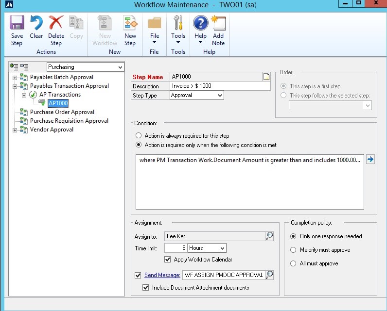 Workflows Use Workflows for Accounts Payable Approvals in Microsoft Dynamics GP