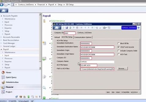How to Set Up Direct Deposit Functionality in Dynamics SL (Solomon)
